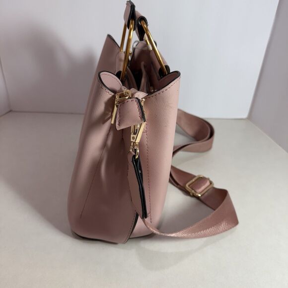 La Terre Vegan Leather Blush Pink Satchel Handbag Gold Hardware NWT” - Picture 3 of 9